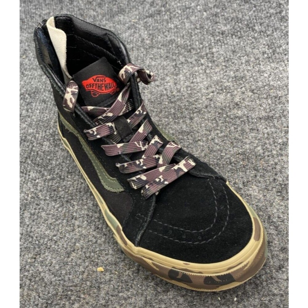 Vans Sk8-Hi Zip Kids Shoes Size 3.0 Camo Black Green High Top Skate Sneakers Boy - Picture 3 of 10